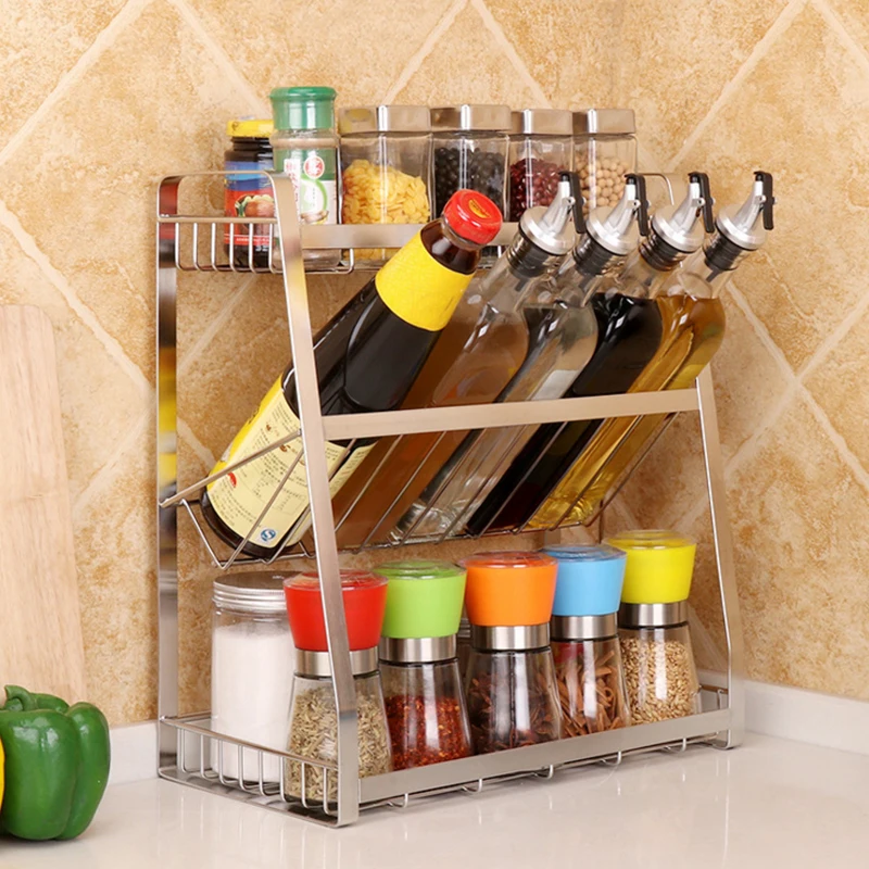 Многофункциональный 3 слоя кухонный стеллаж для хранения Органайзер с