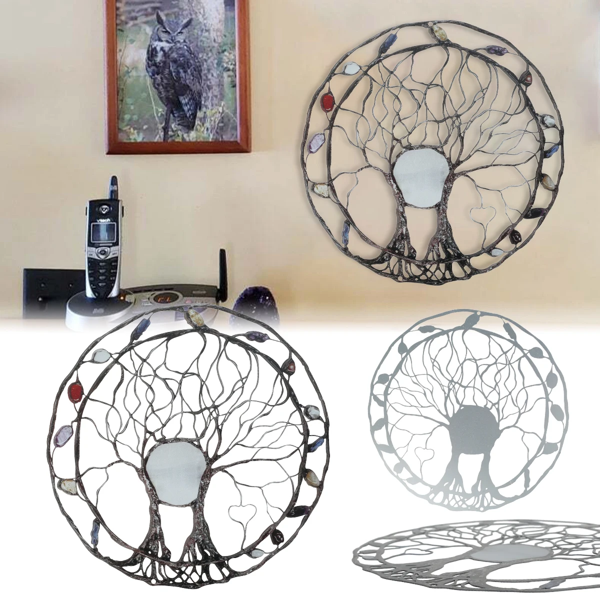 

Tree of Life Metal Wall Art Tree of Life Decorative Wall Hanging Artwork 9.8 Inch Wonderful Round Rustic Sculpture for Garden