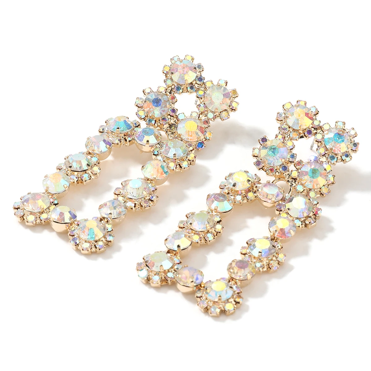 

2021 New Luxury Shiny Crystal Zircon Square Pendant Women's Pendant Earrings Jewelry Maxi Statement Ladies Earring Accessories