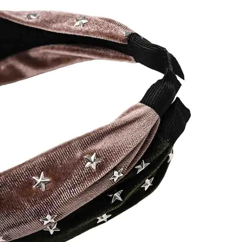 2019 корейская женская бархатная головная повязка со звездами Boho винтажная тюрбан