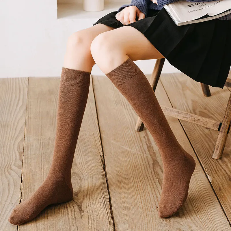 

Women's Long Socks Cotton Knee Length Socks College Style Bright Colors Solid Color Socks Fashion Sports Travel Stocking