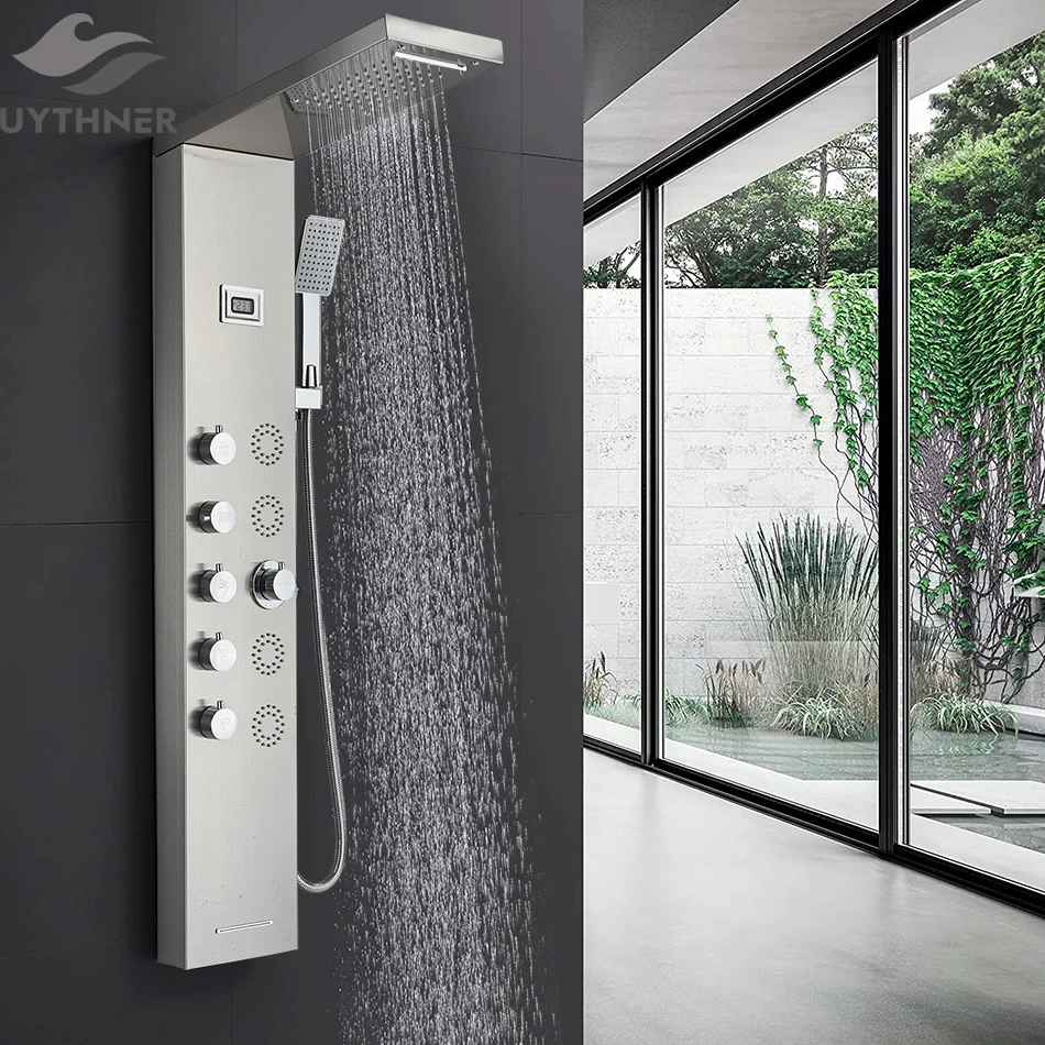 Черный смеситель для душа ванной комнаты набор душевых панелей ванны с ручным