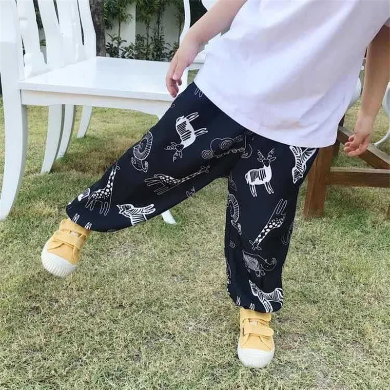 

От 2 до 7 лет летнее платье для малышей, Штаны для маленьких мальчиков и девочек Изящные женские туфли на тонких одежда животных принт с героя...