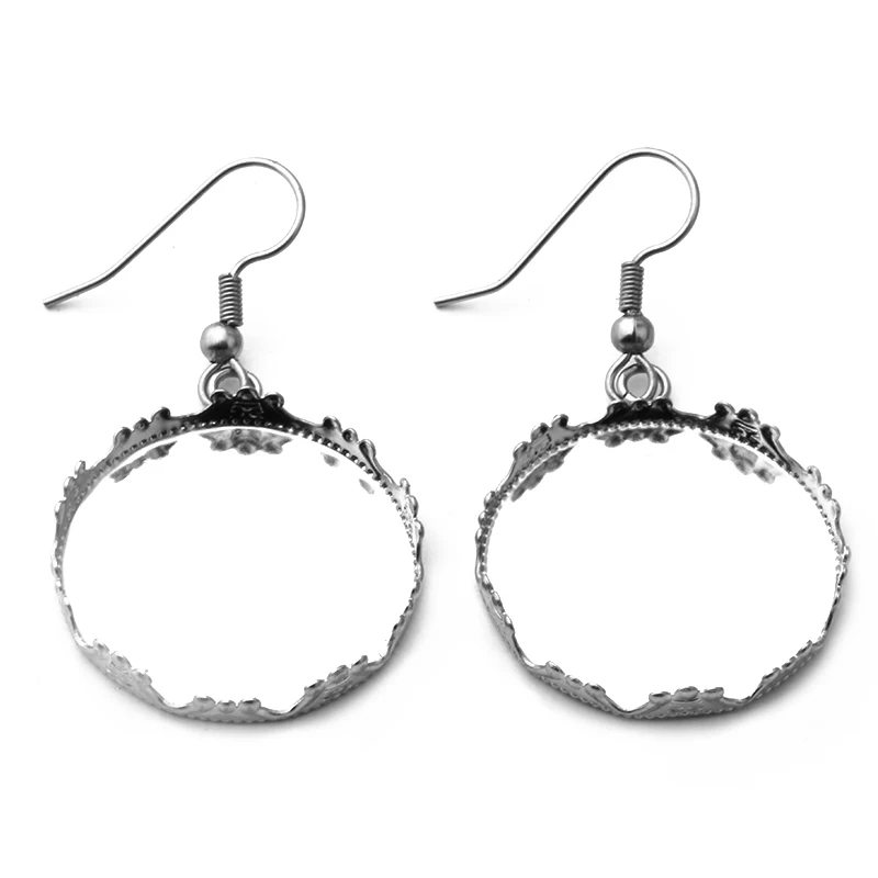 Stainless Steel Earrings Ear Hook Women Hanging Fit 12/15/20/25mm Round Crown Bezel Tray Cabochon Base DIY Handmade | Украшения и