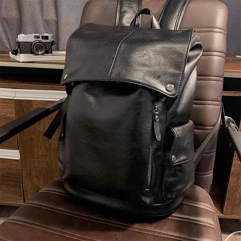 Fashion Men Backpack High Quality PU Leather Travel Bag Man Large Capacity Teenager Male Mochila Laptop Backpacks | Багаж и сумки