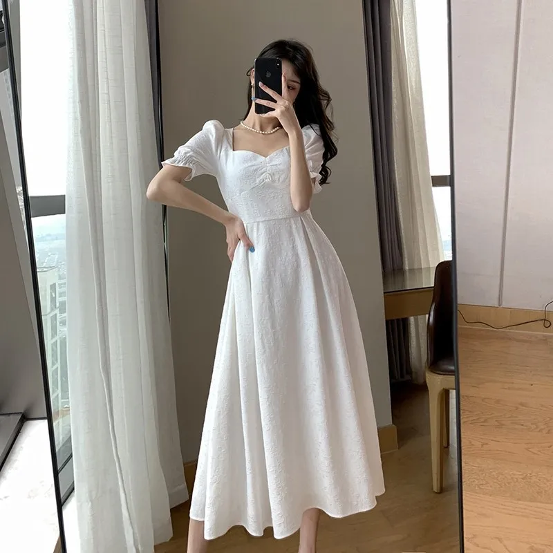 

2021 new spring summer 2803 bubble sleeve A-line dress No return or exchange