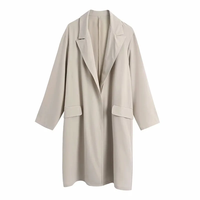 

Тренчкот женский длинный с карманами, модная ветровка, офисное пальто с длинным рукавом, цвет зеленый/черный, на лето