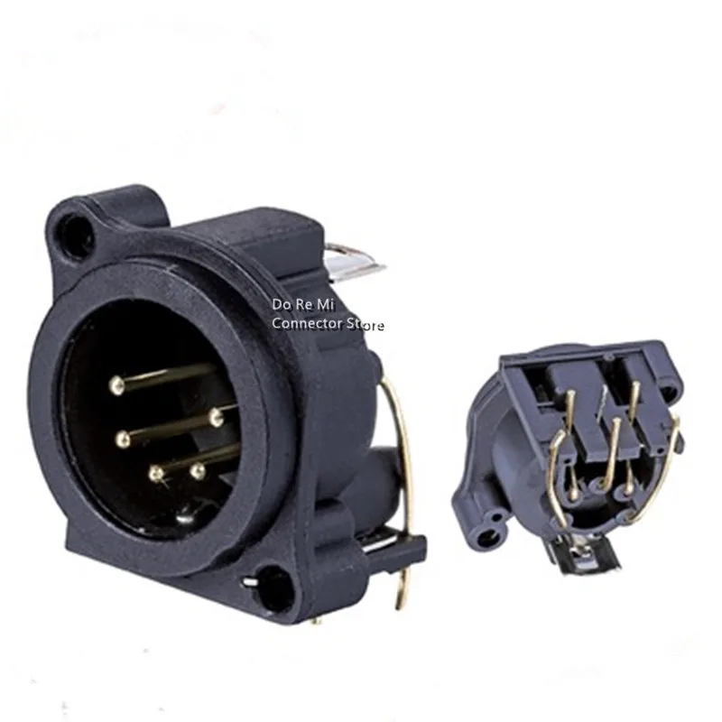 

5Pole Gold Right Angle XLR Male Chassis PCB Panel Socket Connector For Mic Jack socket