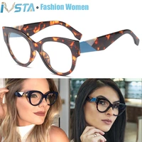 ivsta cat eye glasses women optical frame nerd flower fashion vintage luxury brand prescription myopia glasses oversized 03272
