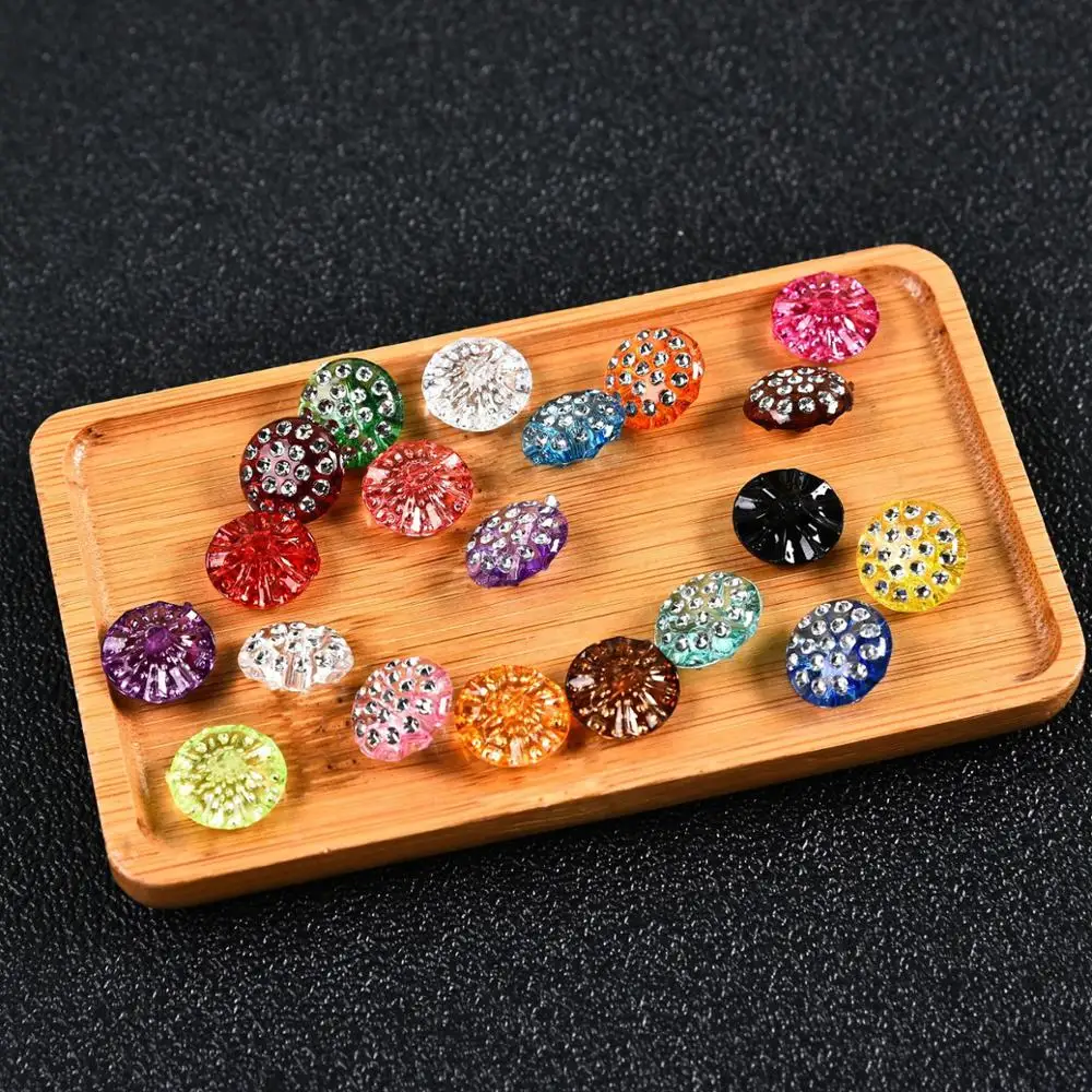 

50pcs 13mm Multi Drill Rhinestone Acrylic Round Buttons Round Sewing Clothes Accessory