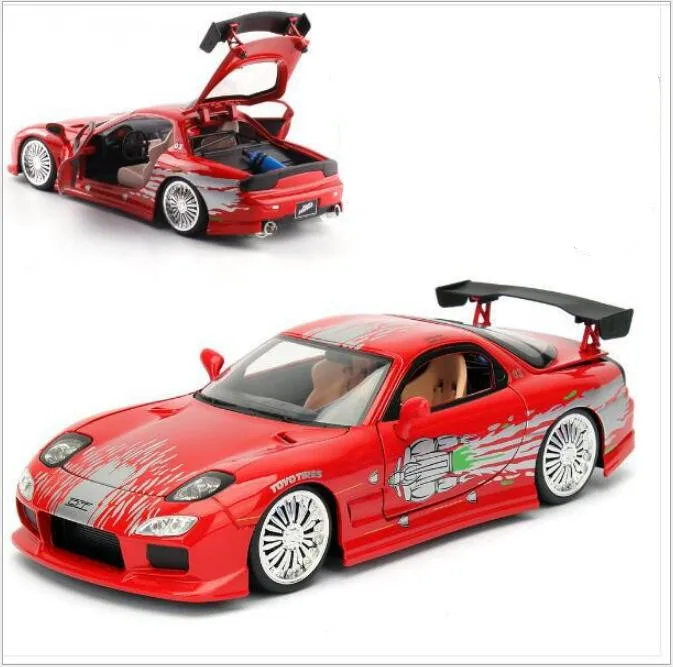 1:24 Mazda RX7 модель автомобиля из сплава, высокая имитация ралли гоночный спортивный автомобиль игрушка, скользящая функция модель автомобиля