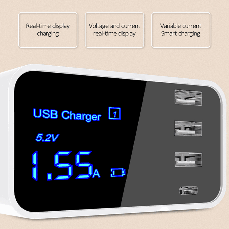 Быстрая зарядка Тип C usb-зарядное устройство Led Дисплей стены Зарядное устройство мобильный телефон быстрое зарядное устройство для мобильного телефона зарядное устройство usb-адаптер EU/US/UK Разъем для iPhone X XS