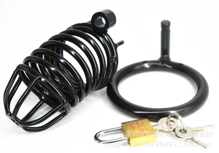 Черный металлический спиральный замок для петуха из нержавеющей стали бондаж на