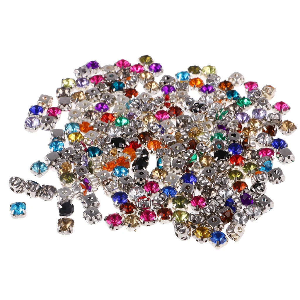 

200 Pieces DIY Sew On Cut Glass Crystals Rhinestones , Dress Decor Making 0.24''
