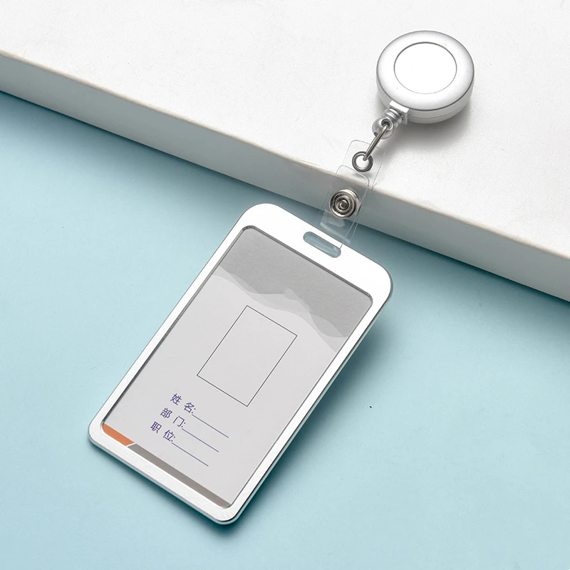 Брелок для ключей металлический держатель карт с выдвижной пластиковой катушкой