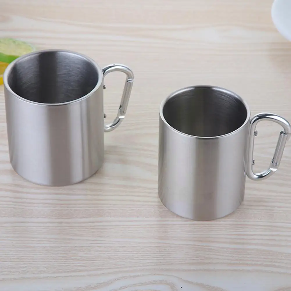 

450ml Camping Supplies Travel Mug Steel Canteen Equipment Bowler Camping For Tableware Cafe Tourist Mug Carabiner M3t0