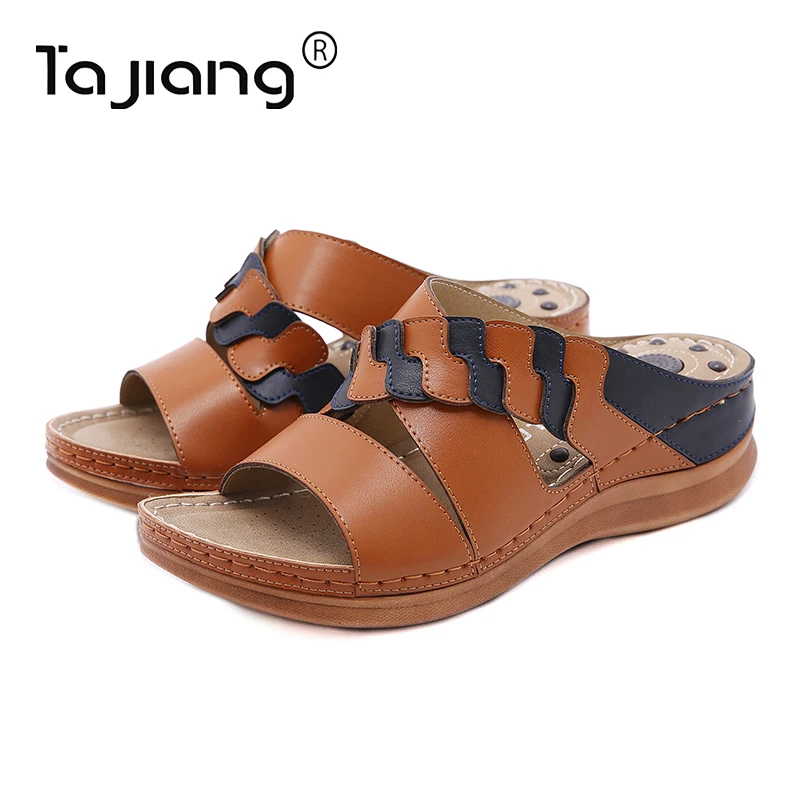 

Ta Jiang New thick-soled slope heel slippers European and American fashion hollow summer female gladiator beach slippers T2730-1