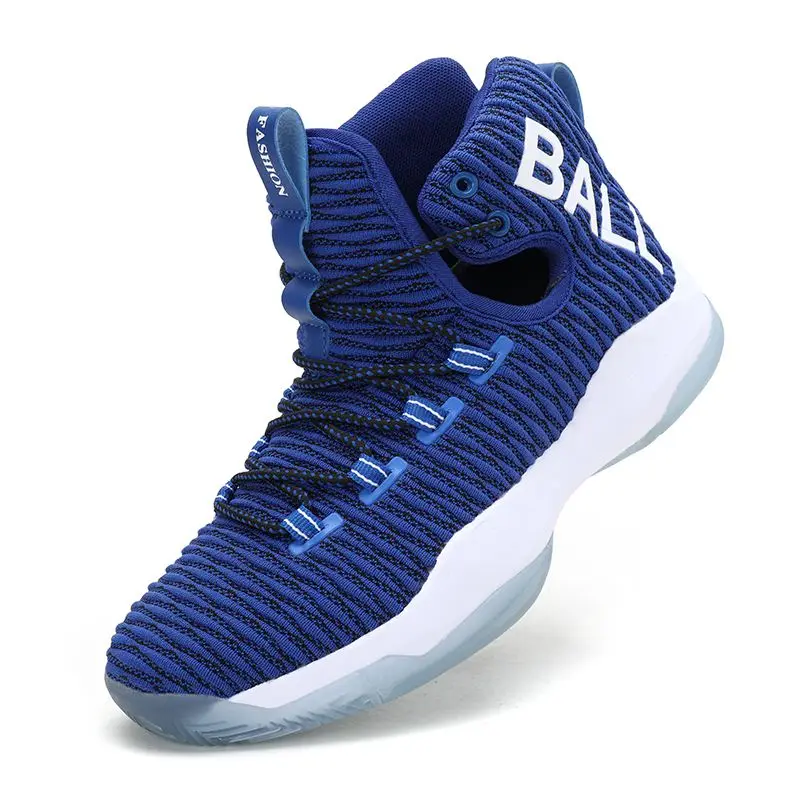 Royal Blue Флуоресцентная баскетбольная мягкая дышащая обувь кроссовки высокого качества спортивная обувь мужские амортизирующие высокие кроссовки - Цвет: Royal Blue