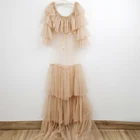 Длинное платье для беременных с оборками из мягкого фатина