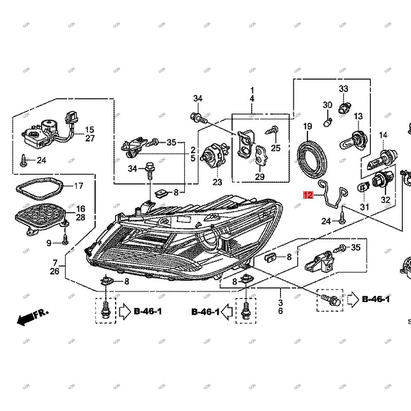 

Car Base bulb Headlamp mount Front illuminator mount Xenon lamp holder hon daa cur a Daytime running light fixing seat