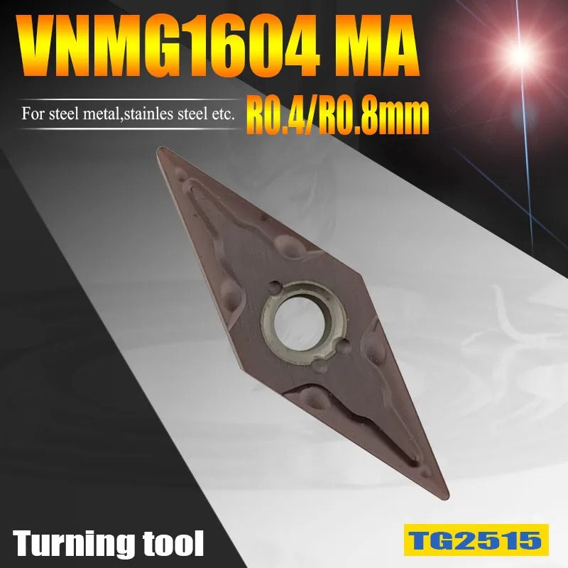 10 шт. VNMG160404-MA токарно-винторезный станок Инструменты твердосплавный режущий инструмент вставки карбида VNMG160408 мА для 201/202/303/304 нержавеющая С...
