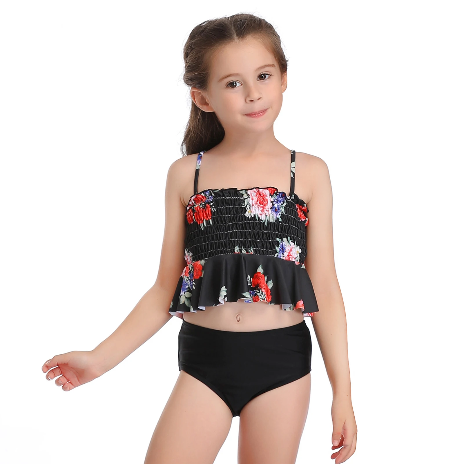 Летний комплект бикини для маленьких девочек из 2 предметов плиссированный