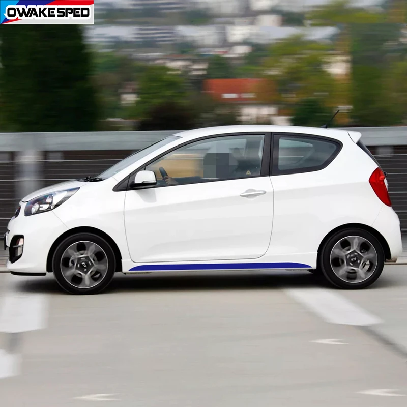 Углеродное волокно Спортивная дверь боковая юбка полосы для KIA Picanto утренний