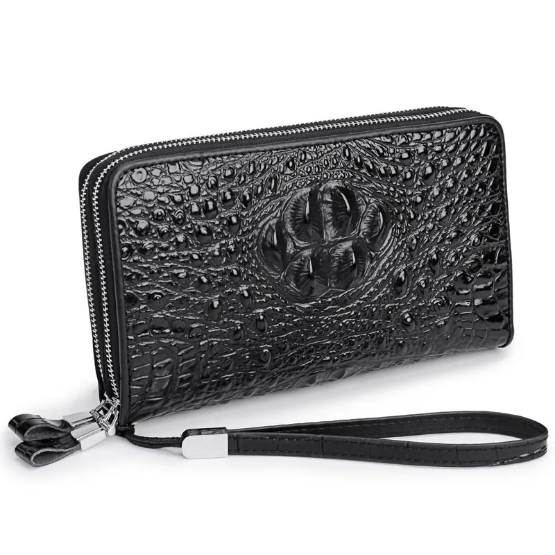 

Men Genuine Leather Day Clutch Business Long Wallet Crocodile pattern Male Handbag High Quality iPad mini Bag Big Capacity Purse