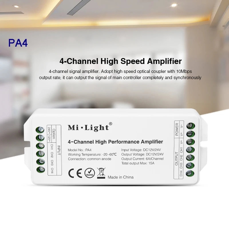 MiBOXER PA4/PA5 15A 4CH 5CH led высокопроизводительный усилитель серии контроллер и все PWM Тип