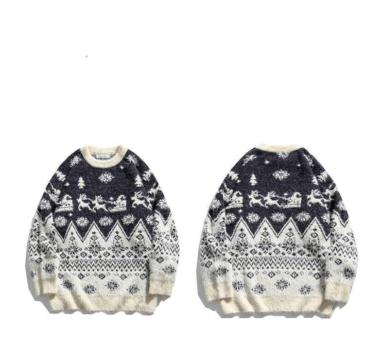 

Loose Casual Couple Sweater Pullover Long Sleeve Korean Christmas Cartoon Sweater Male