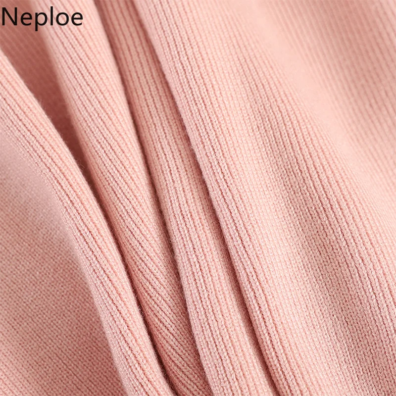 Neploe женский Однотонный свитер с круглым отложным воротником и длинным рукавом