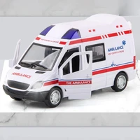 mini simulation openable doors light sound effects abs alloy ambulance police pull back car toy for kids birthday gifts
