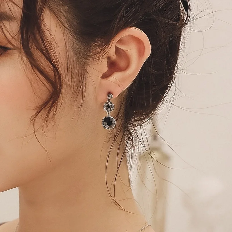 

OMHXZJ Wholesale European Fashion Woman Girl Party Birthday Wedding Gift Luxury Round AAA Zircon 18KT Gold Stud Earrings EA548