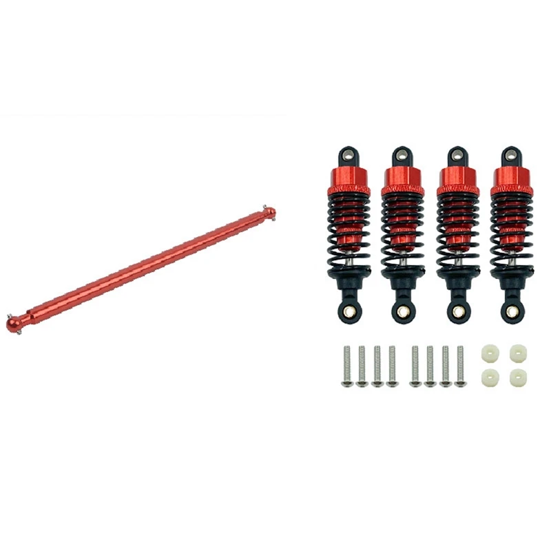

2 Set RC Car Part: 1 Pcs TT-02 Main Transmission Propeller Central Drive Shaft & 1 Set Shock Absorbers Damper Set