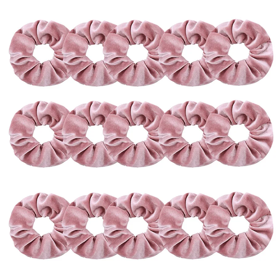 light pink 15 шт./партия, бархатные резинки для волос для женщин, эластичные резинки для волос для девочек, резинки для волос, головной убор, комплект галстуков, аксессуары, VERVAE - Цвет: light pink