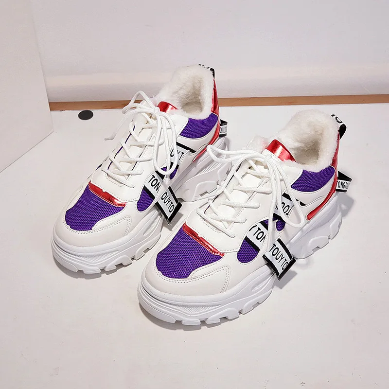 Fujin/женские кроссовки сезон осень-зима Ins плюшевая теплая обувь для отдыха