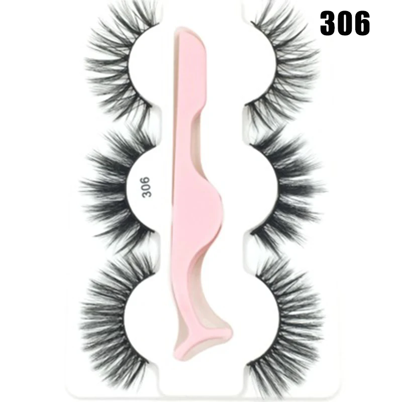Оптовая продажа 3D поддельные ресницы длинные природа пушистый объем крест