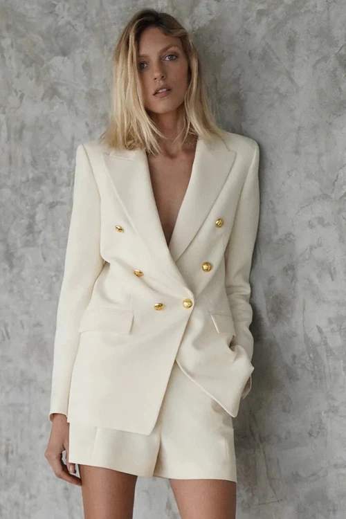 

European and American All-Matching Women's Autumn New Button Decoration Suit Jacket