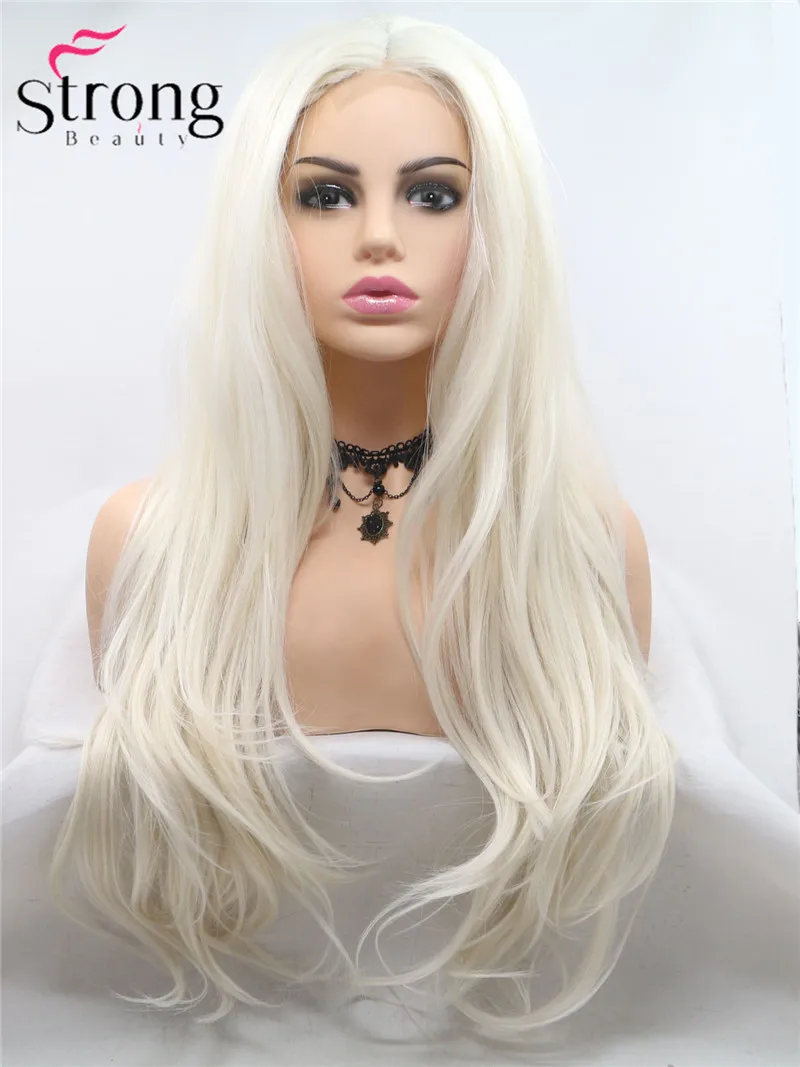 StrongBeauty натуральные волнистые синтетические кружевные передние парики черные