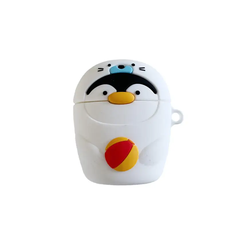 B Для Apple AirPods Kawaii Penguin чехол 3D милый мультфильм уплотнение рыба беспроводные наушники крышка оболочка для Airpods 2 Earpods аксессуары - Цвет: B