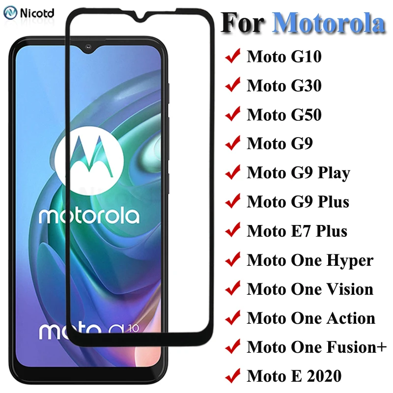 Закаленное защитное стекло для Motorola Moto G10 G30 G50 G9 Plus Play One Vision Action Hyper E7Plus E 2020 защита