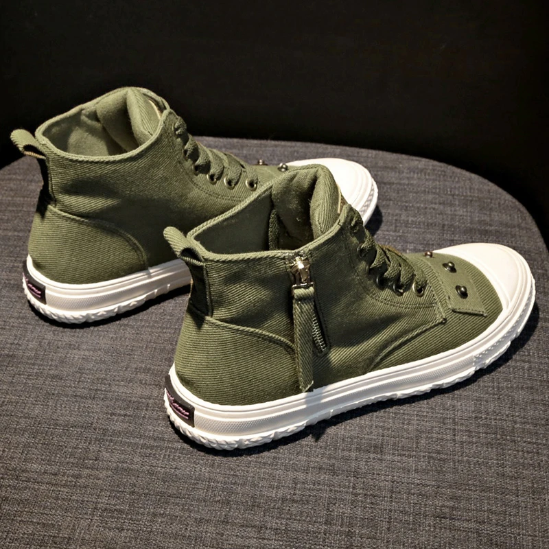 2019 модные высокие кроссовки парусиновая обувь женская черного цвета белые