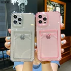 Суперударопрочный силиконовый чехол для iPhone 12, 11 Pro Max, X, XR, XS, 7, 8 Plus, SE, 2020 дюйма, мягкий прозрачный чехол с отделением для карт