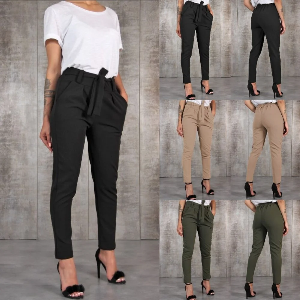 

Plus Size New Fashionable and Versatile Waistband Casual Pants New Fashionable Waistband Casual Bottoms Free Belt Trousers Women