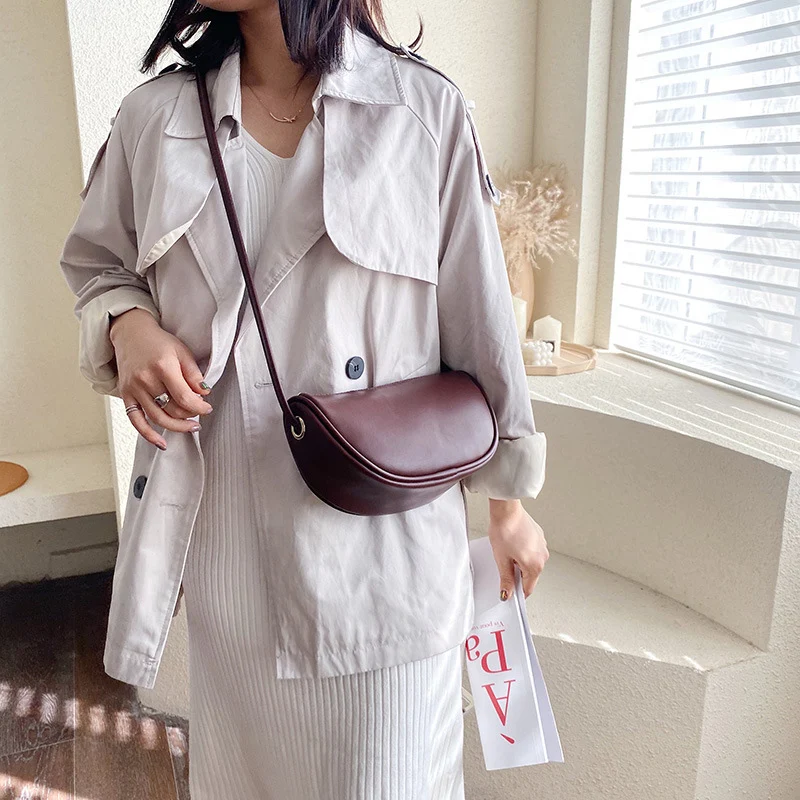 Женская винтажная полукруглая Сумка-клатч недорогая кожаная сумка через плечо