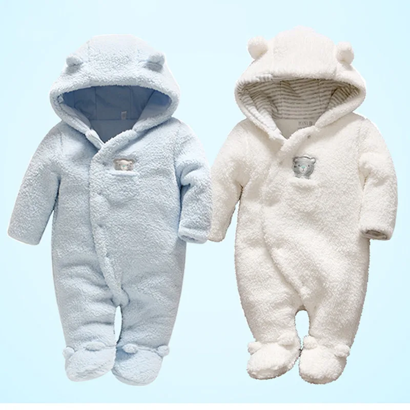 

Baby long-sleeved padded jumpsuit 0-1 year old cashmere wrapped feet long climbing baby warm outing clothes