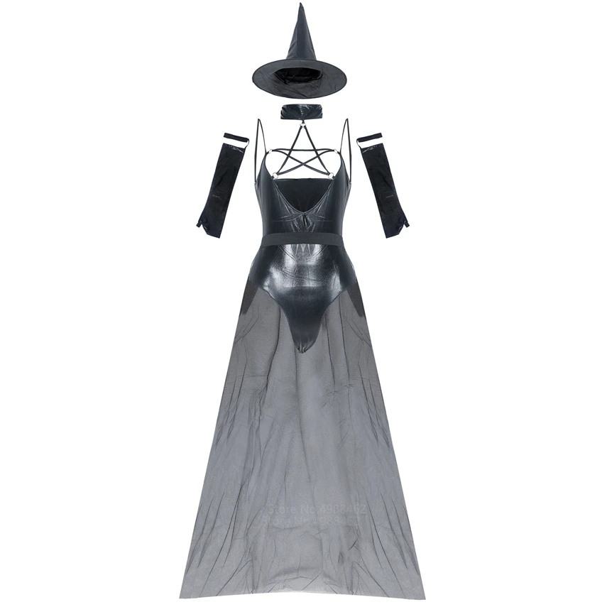 Женские костюмы на Хэллоуин платье ведьмы страшный демон косплей черная