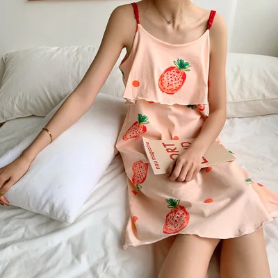 Nightgown Летняя хлопковая ночная рубашка, Женская длинная сексуальная ночная рубашка с цветочным рисунком и v-образным вырезом, Повседневная Ночная рубашка XXL - Цвет: Nightgown