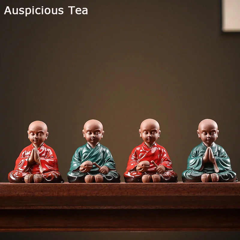 

Ручная работа, креативный милый маленький монах, дзен, чайные украшения, фиолетовый песок, домашняя искусственная чайная церемония, чайный ...