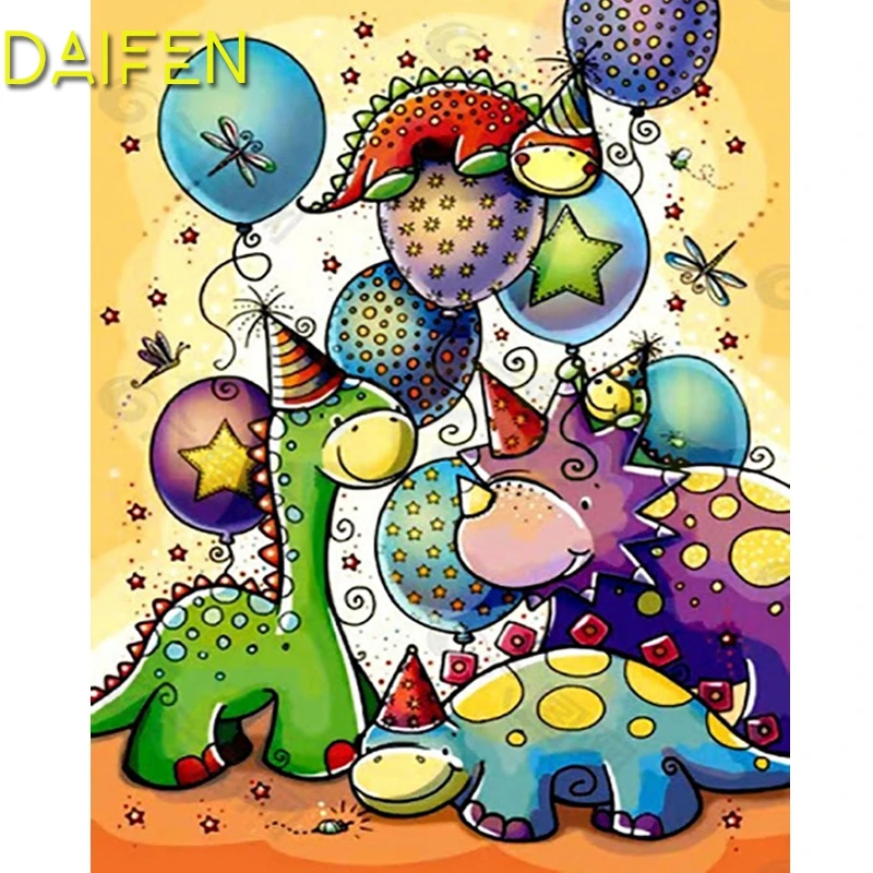 

Полноразмерная Алмазная мозаика, мультяшный динозавр, полная круглая Алмазная вышивка, крест, фотошар, 5D алмазная живопись своими руками